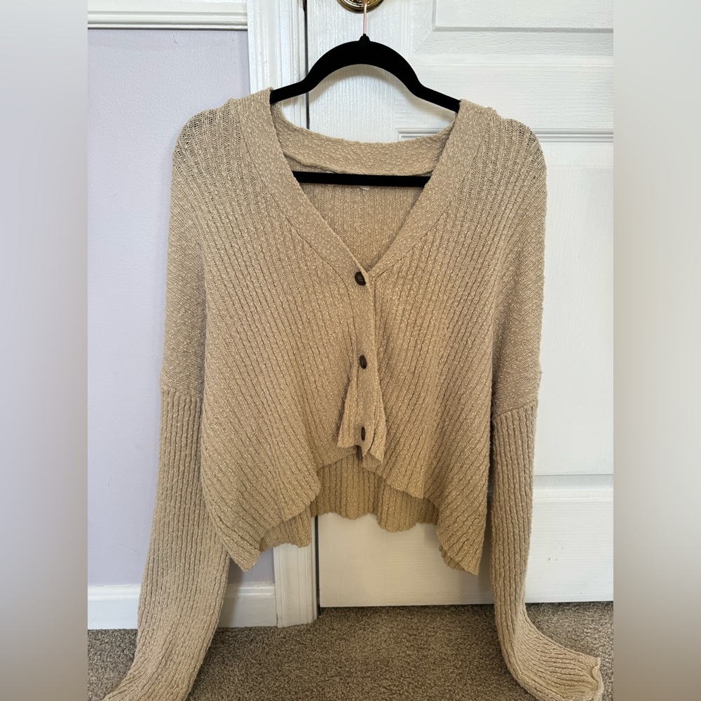 Brown/tan button up or down sweater